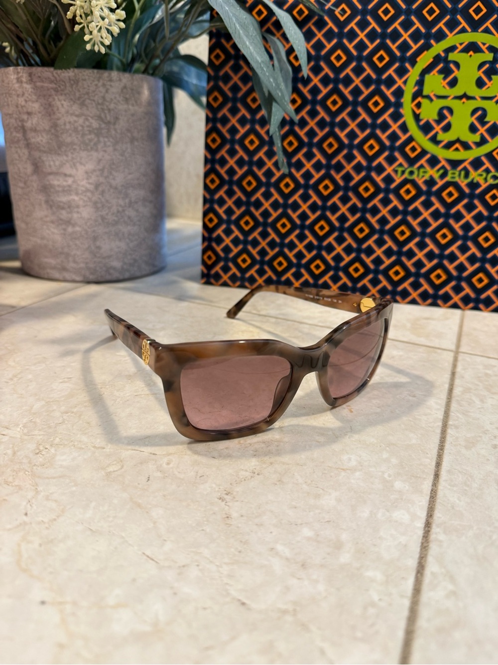 Tory Burch Tortoiseshell Sunglasses with Brown Gradient Lenses - Picture 7 of 13